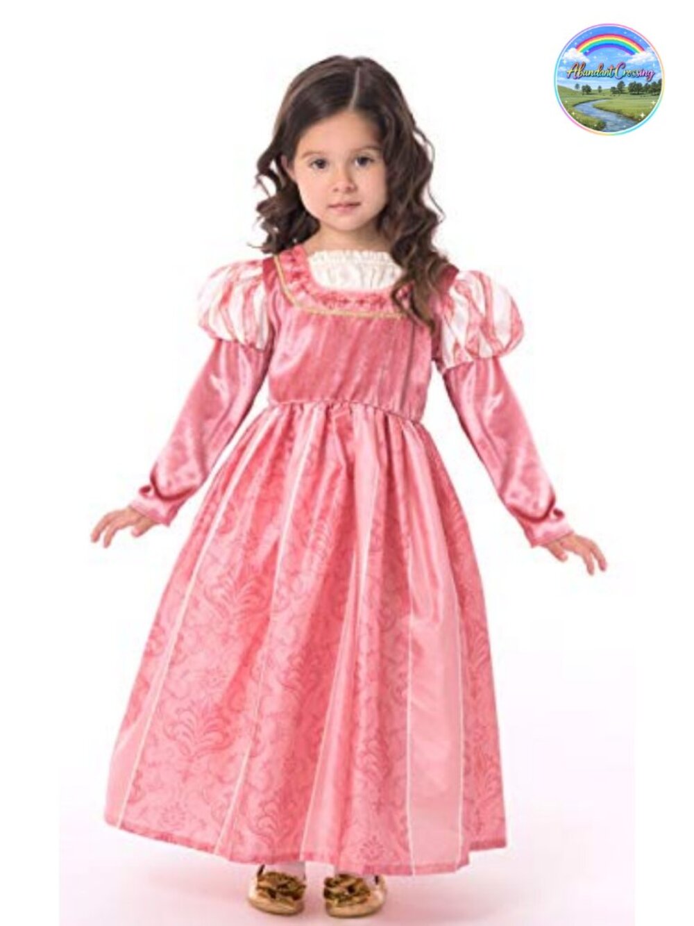 Girls Renaissance Princess Dress Up Costume Stretch Velvet Bodice